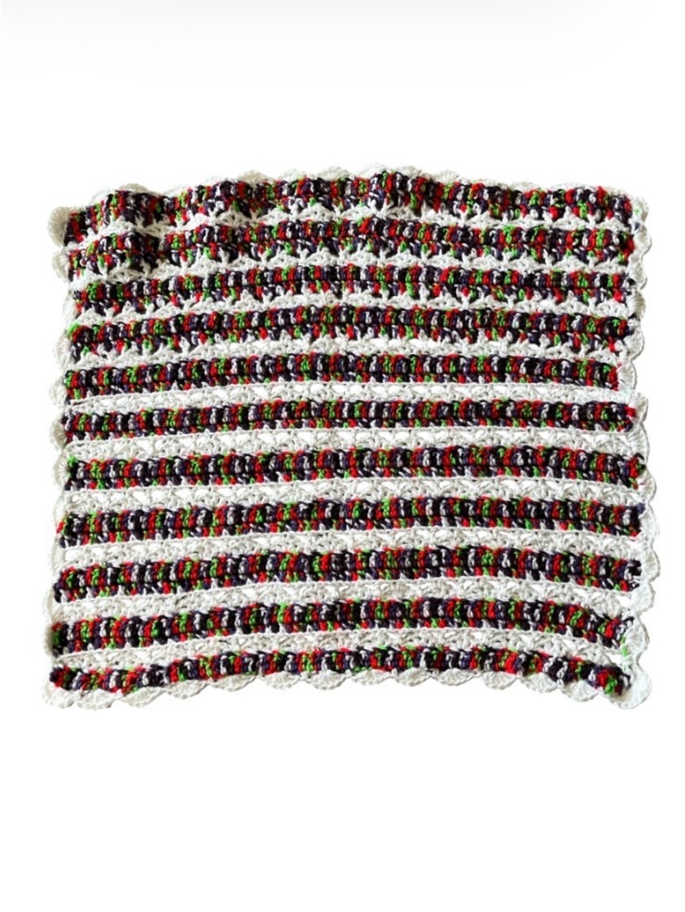 Handmade Knitted Multicolored Striped Baby Blanket